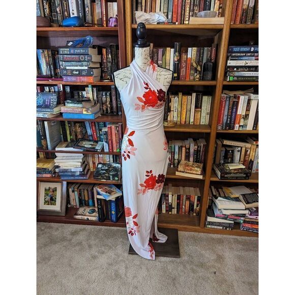 Rachel Roy lilac floral maxi gown crossover halter top sz small nwt - Picture 2 of 6